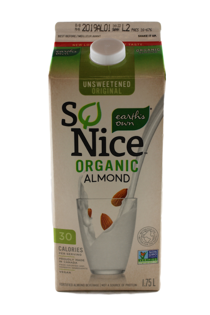 EARTH'S OWN ORGANIC ALMOND BEVERAGE UNSWEETENED