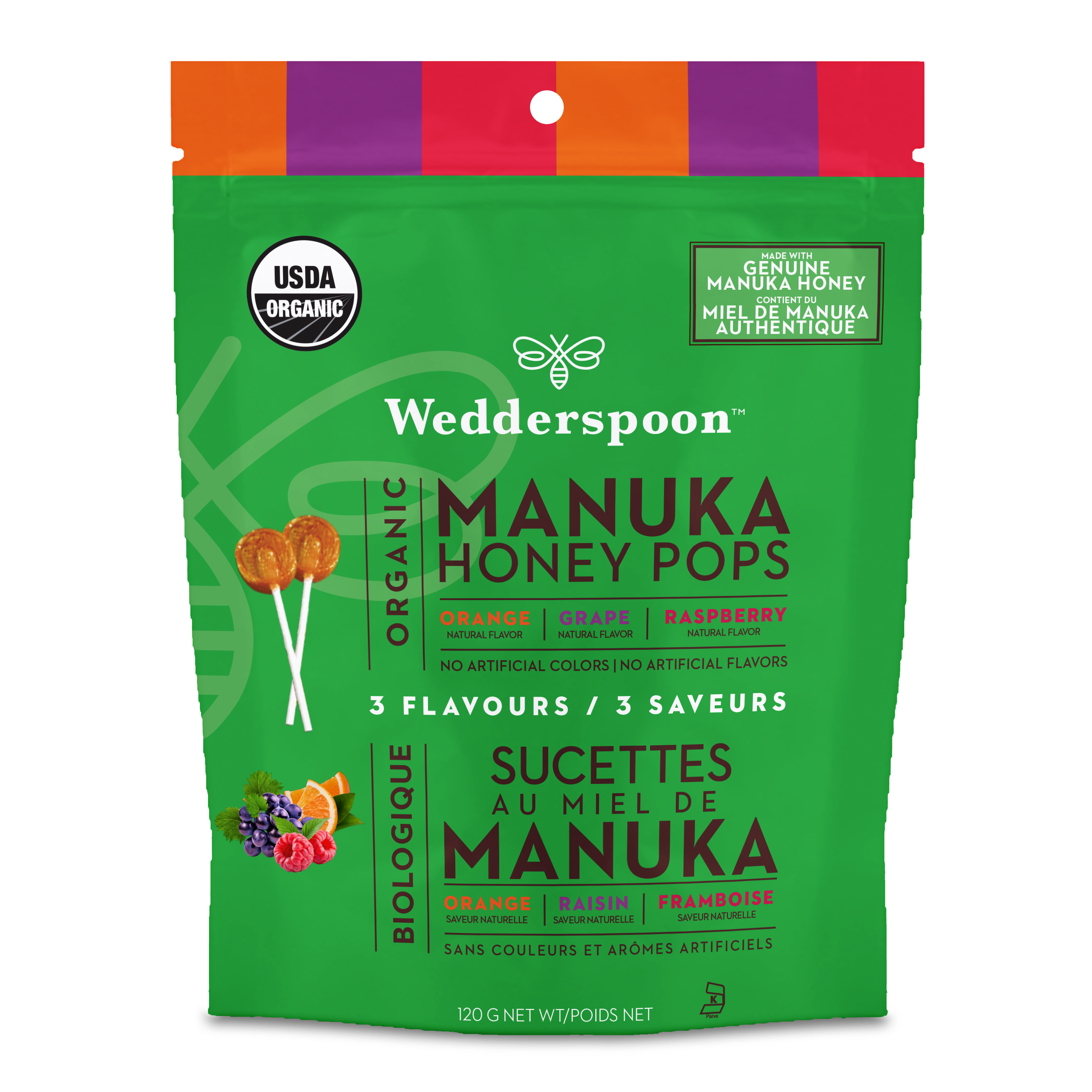 WEDDERSPOON ORGANIC MANUKA HONEY POPS 3 FLAVOURS