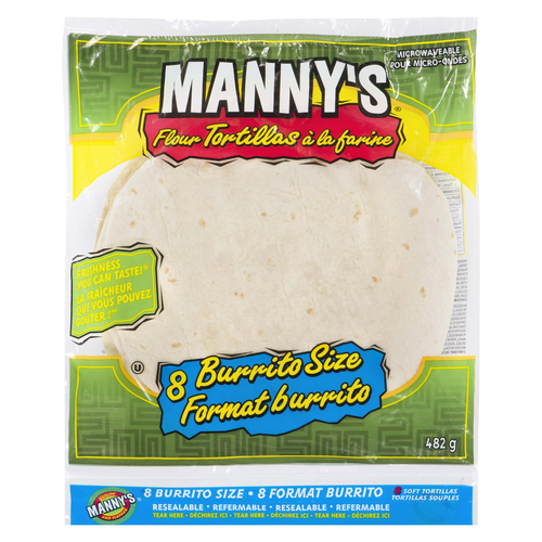 MANNYS FLOUR TORTILLAS 8" BURRITO SIZE