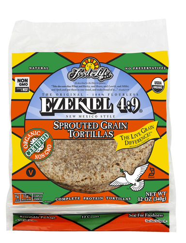 FOOD FOR LIFE EZEKIEL ORGANIC SPROUTED WHOLE GRAIN TORTILLAS