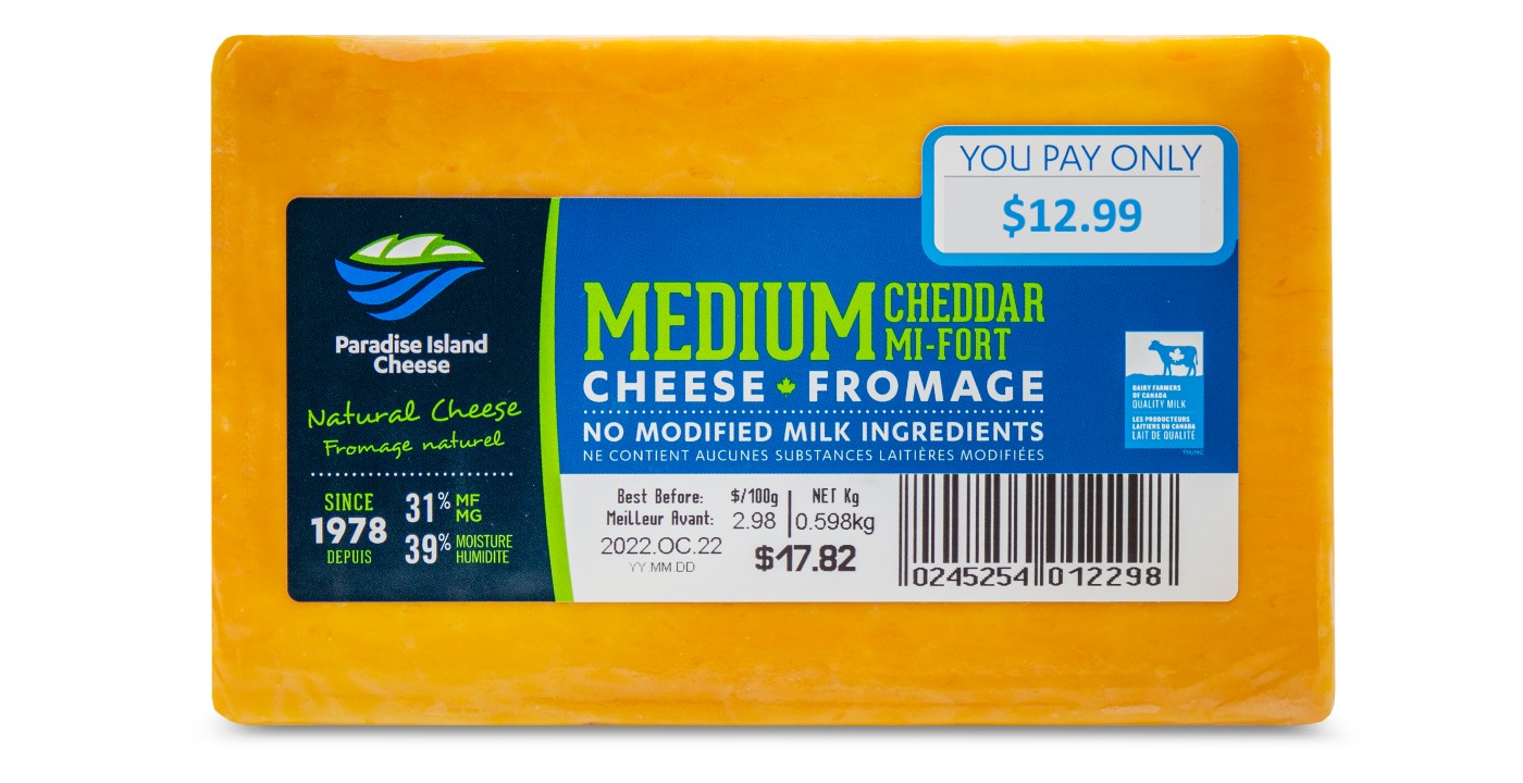 PARADISE ISLAND MEDIUM CHEDDAR CHEESE LARGE