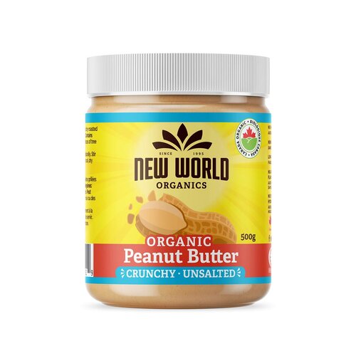 NEW WORLD ORGANIC PEANUT BUTTER UNSALTED CRUNCHY