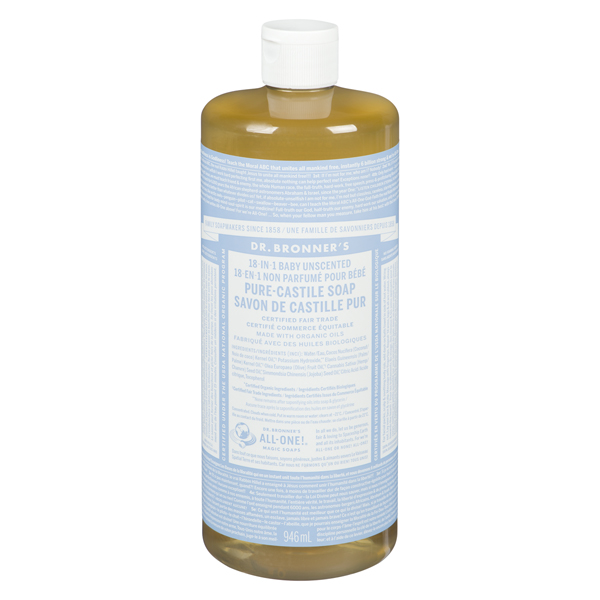 DR BRONNERS BABY UNSCENTED PURE-CASTILE SOAP