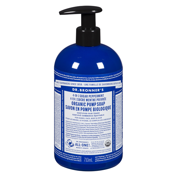 DR BRONNERS 4 IN 1 PEPPERMINT ORGANIC SUGAR SOAP