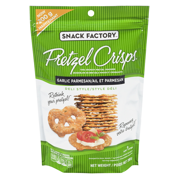THE SNACK FACTORY PRETZEL CRISPS GARLIC PARMESAN