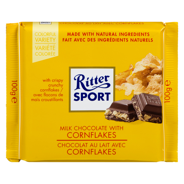 RITTER SPORT MILK CHOCOLATE W/ CORNFLAKES
