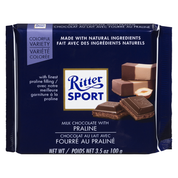 RITTER SPORT MILK CHOCOLATE BAR PRALINE