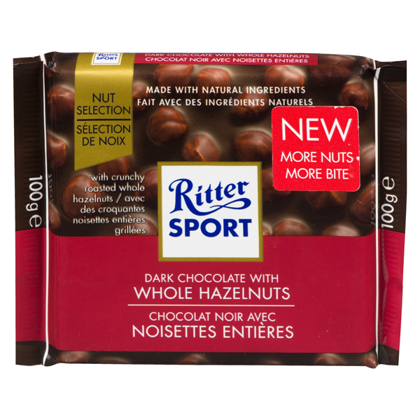 RITTER SPORT DARK CHOCOLATE HAZELNUTS