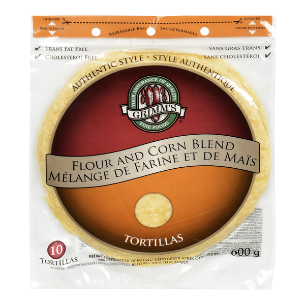 GRIMM'S TORTILLA FLOUR AND CORN BLEND 10"