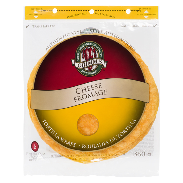 GRIMM'S CHEESE TORTILLA WRAPS 10"