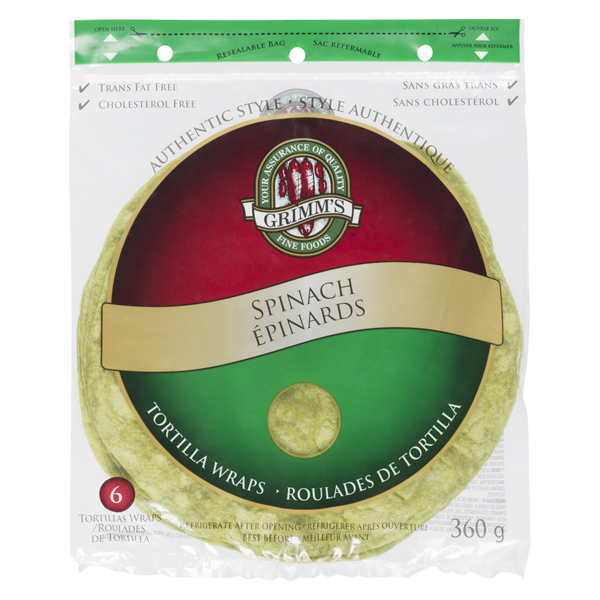 GRIMM'S SPINACH WRAPS 10"