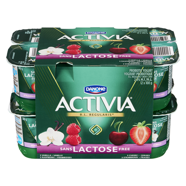 DANONE ACTIVIA LACTOSE FREE VANILLA STRAWERRY CHERRY RSPBRY