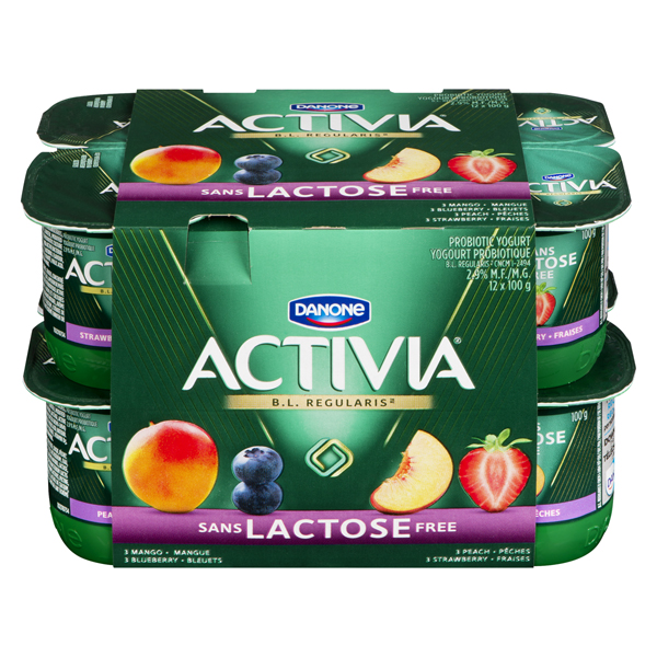 DANONE ACTIVIA LACTOSE FREE MANGO PEACH STRAW/BLUEBERRY