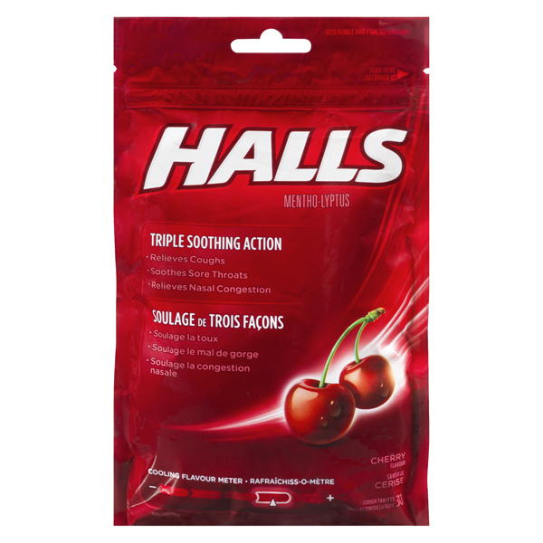 HALLS RELIEF CHERRY LOZENGES