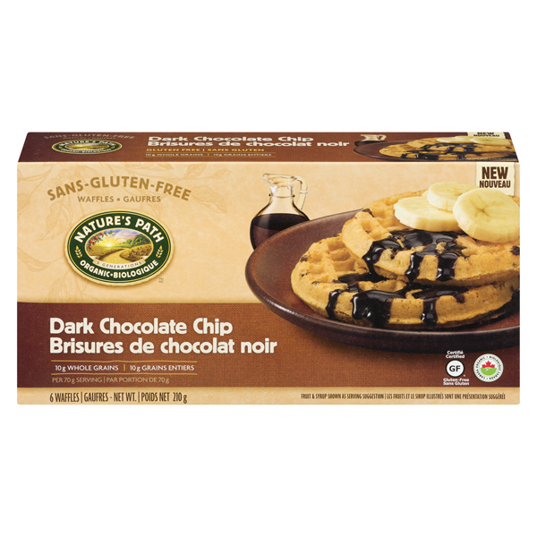 NATURES PATH ORGANIC WAFFLES DARK CHOCOLATE CHIP 6PK