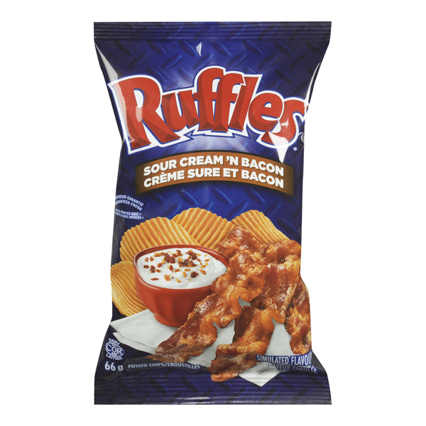 RUFFLES SOUR CREAM N BACON POTATO CHIPS