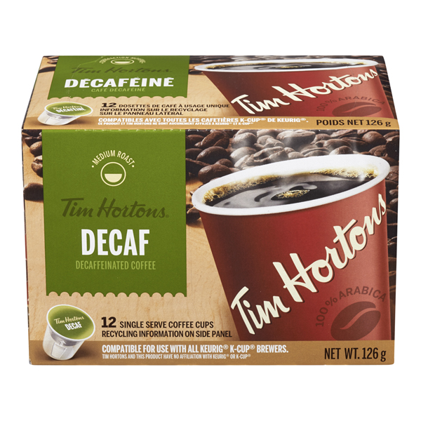 TIM HORTONS MEDIUM ROAST DECAF K-CUPS