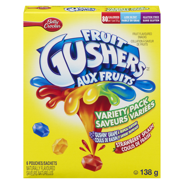 BETTY CROCKER FRUIT SNACKS GUSHERS VARIETY PACK