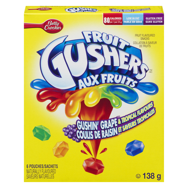 BETTY CROCKER FRUIT SNACKS GUSHERS GRAPE