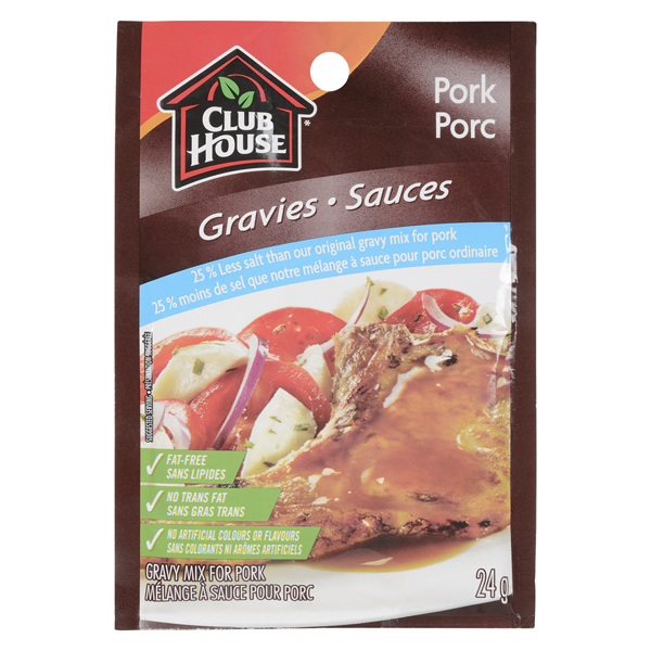 CLUB HOUSE GRAVY MIX 25% LESS SALT PORK