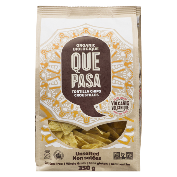 QUE PASA ORGANIC TORTILLA CHIPS UNSALTED YELLOW