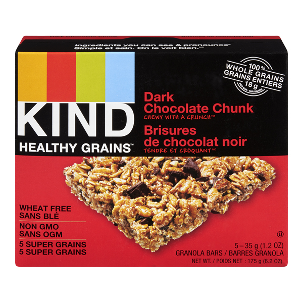 KIND HEALTHY GRAINS DARK CHOCOLATE CHUNK GRANOLA BARS