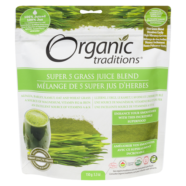 ORGANIC TRADITIONS SUPER 5 GRASS JUICE POWDER