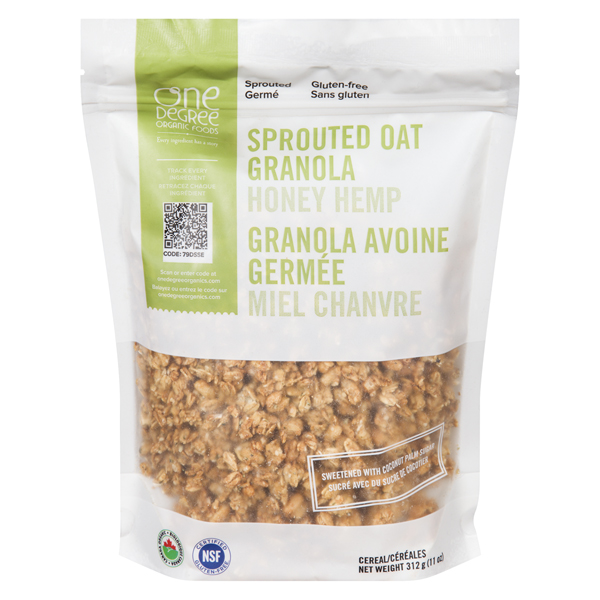 ONE DEGREE ORGANIC SPROUTED OAT GRANOLA HONEY HEMP