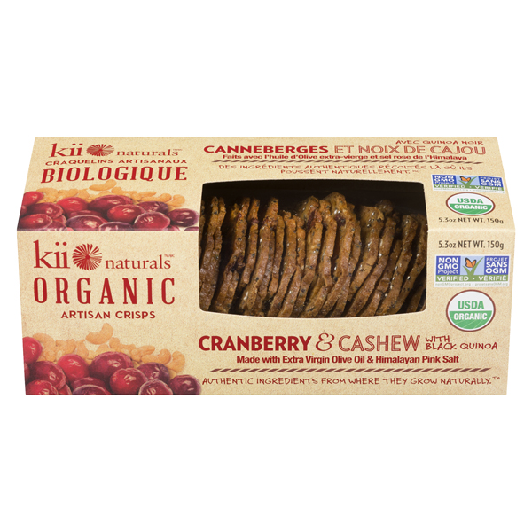 KII NATURALS ORGANIC CRANBERRY & CASHEW QUINOA CRISPS