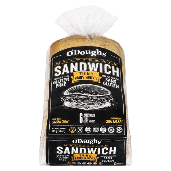 O'DOUGHS MULTIGRAIN SANDWICH BUNS GLUTEN FREE
