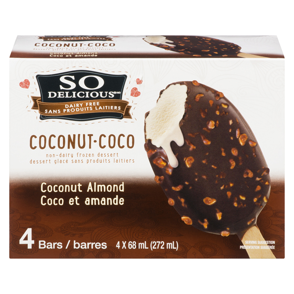 SO DELICIOUS BARS COCONUT ALMOND NON DAIRY DESSERT