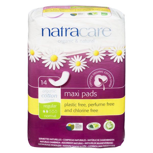 NATRACARE MAXI PADS ORGANIC COTTON COVER REGULAR PADS