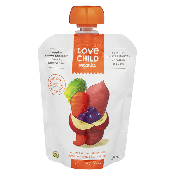 LOVE CHILD ORGANICS APPLES SWEET POTATOE & BLUEBERRIES PUREE