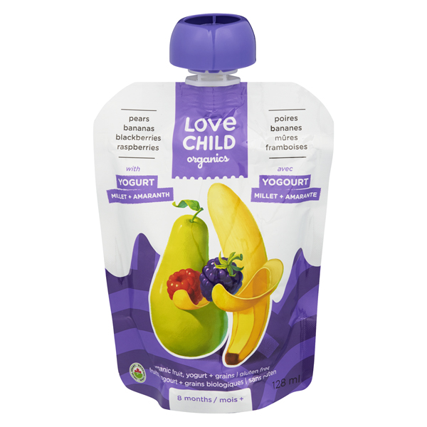 LOVE CHILD ORGANICS PEAR BANANA BLACKBERRY RASPBERRY YOGHURT