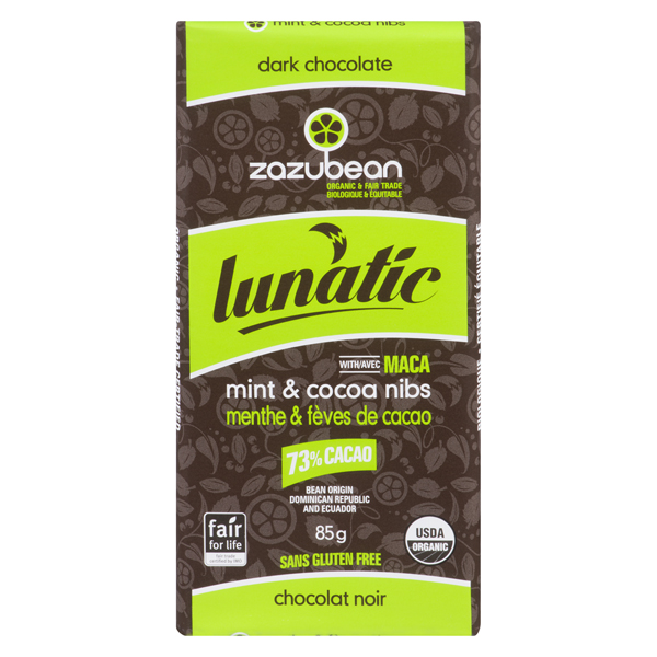 ZAZUBEAN ORGANIC DARK CHOCOLATE LUNATIC