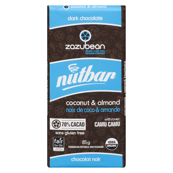 ZAZUBEAN ORGANIC DARK CHOCOLATE NUTBAR