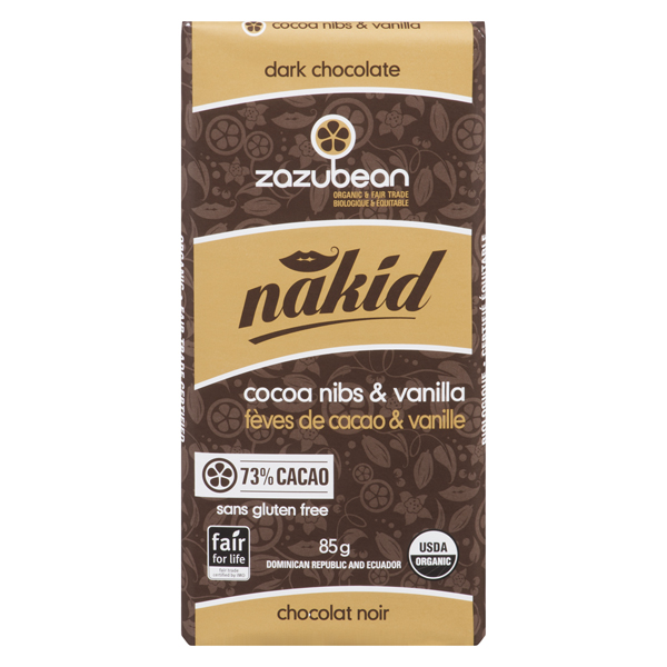ZAZUBEAN ORGANIC DARK CHOCOLATE NAKID