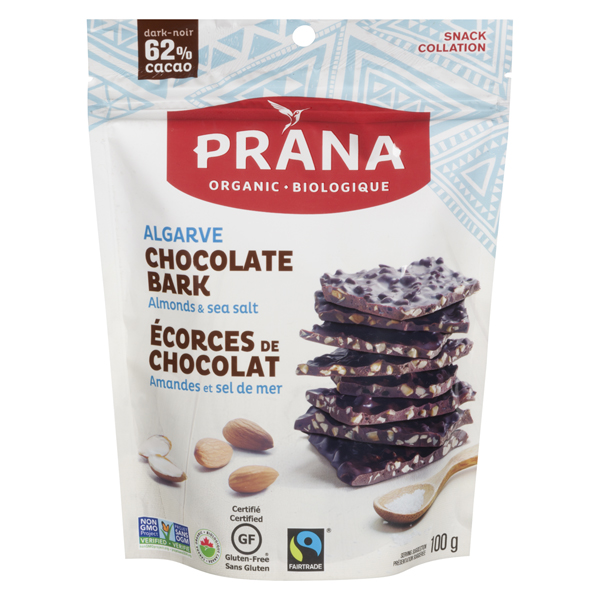 PRANA ORGANIC ALGRAVE CHOCOLATE BARK ALMONDS & SEA SALT