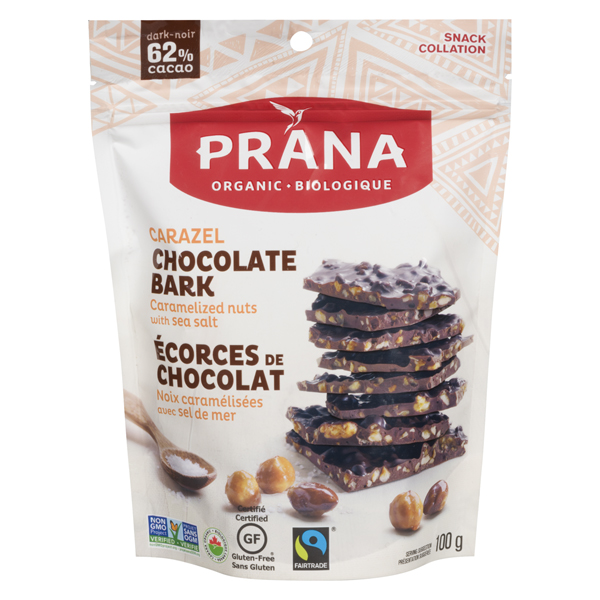 PRANA ORGANIC CARAZEL CHOCOLATE BARK CARAMELIZED NUTS & SALT