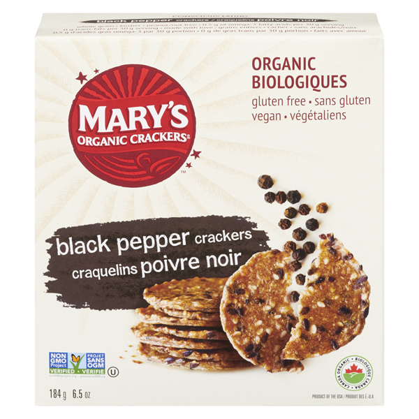 MARYS ORGANIC GOURMET CRACKERS BLACK PEPPER