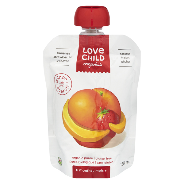 LOVE CHILD ORGANICS BANANA STRAWBERRY PEACH PUREE