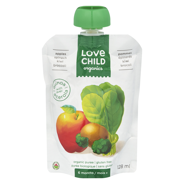 LOVE CHILD ORGANICS APPLES SPINACH KIWI BROCCOLI PUREE
