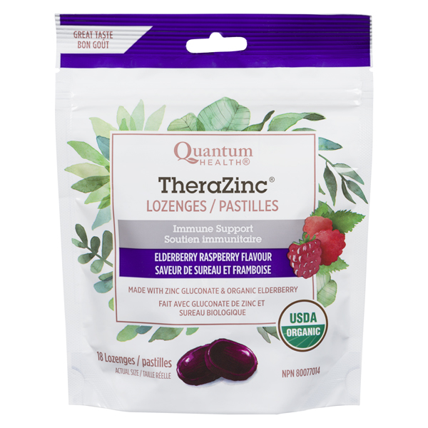 QUANTUM HEALTH ORGANIC THERAZINC LOZENGES ELDERBERRY RASP