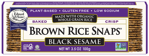 EDWARD & SONS ORGANIC BROWN RICE SNAPS BLACK SESAME