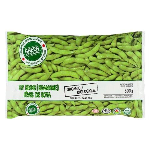 GREEN ORGANIC VEGETABLES EDAMAME IN THE POD
