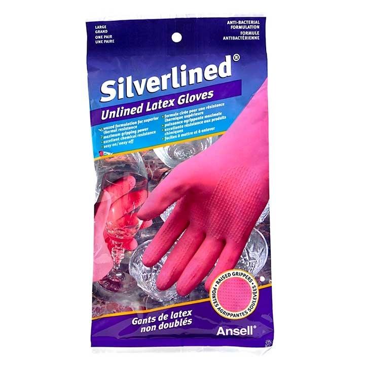 SILVERLINED RUBBER GLOVES LARGE